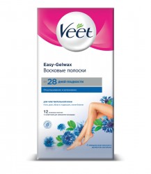 Восковые полоски для депиляции, Veet (Вит) 12 шт для чувствительной кожи технология Изи-Гельвокс